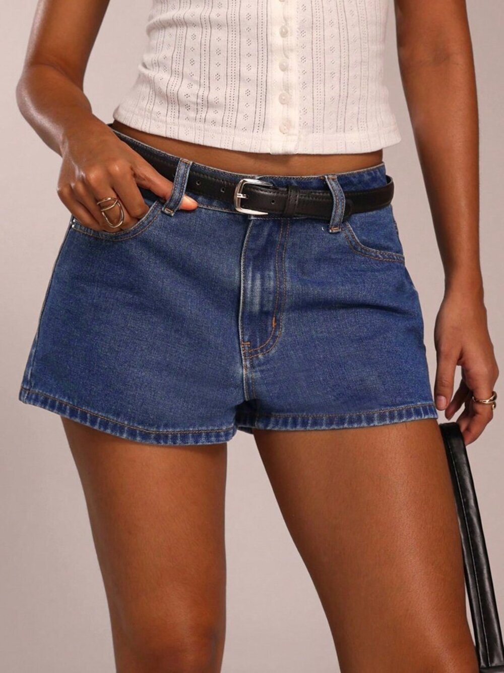 Dark Wash Casual Women's Washed Denim Shorts